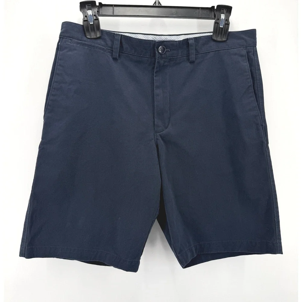 Banana Republic Chino Shorts Navy Blue Preppy Casual Mens 36 Cotton Flat Front